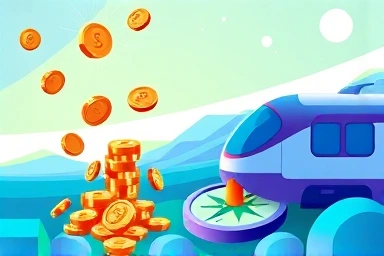 Abstract illustration of KTX journey with symbols of savings and opportunities.